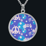 peace sign blue boho jewellery necklace<br><div class="desc">aqua purple pastel pink floral flowers daisy daisies retro vintage hippie hippy</div>