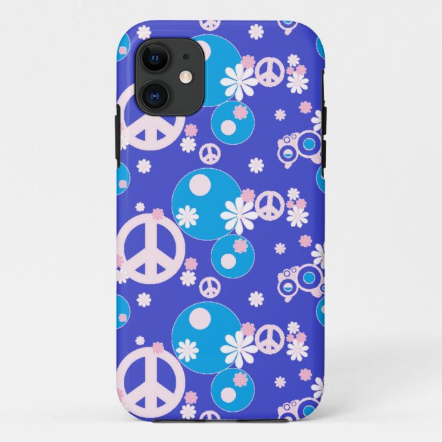 peace sign blue Case-Mate iPhone case (Back)