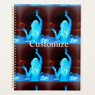 peace sign blue hippie girls planner
