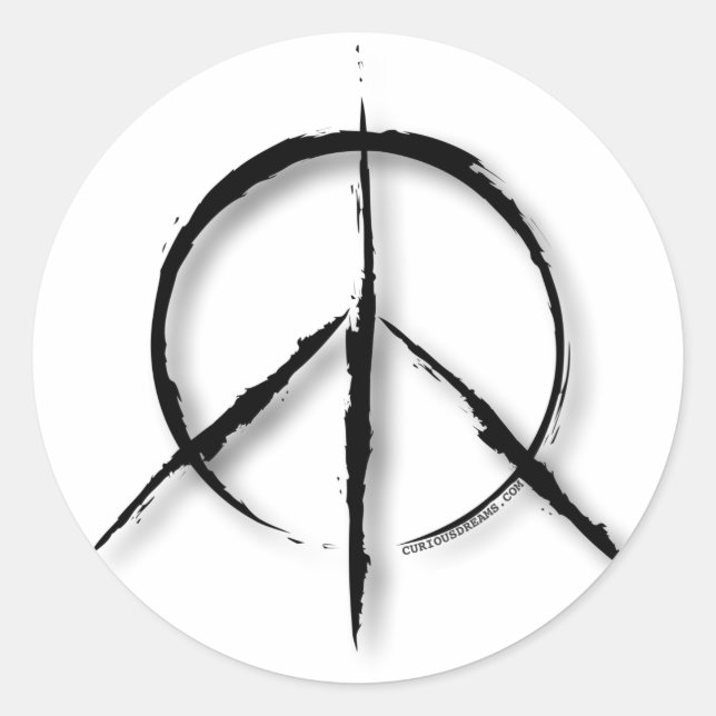 Peace Sign Brushed-1 Classic Round Sticker (Front)
