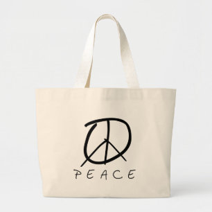 Peace Sign: Bud Hand Script Large Tote Bag