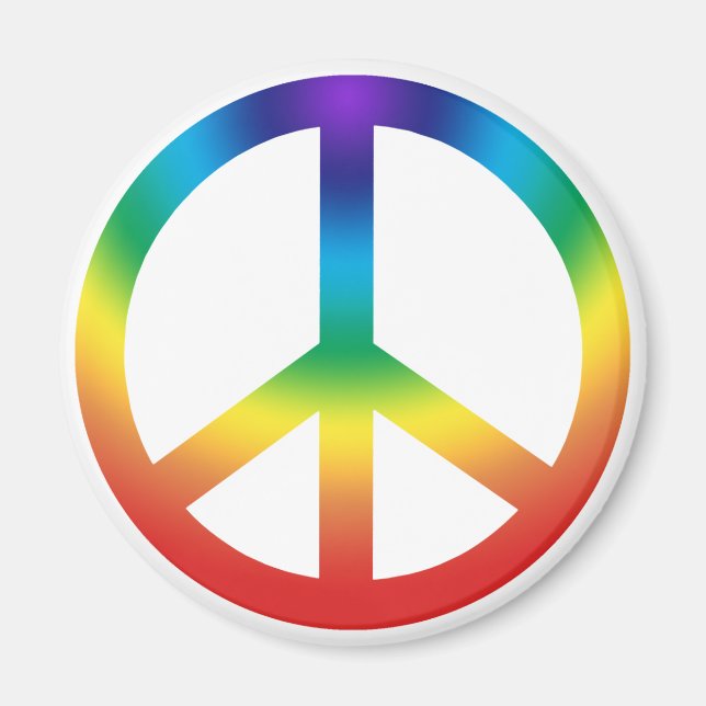 Peace Sign Button; Chakra Colours Magnet (Front)
