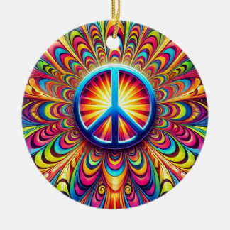 Peace Sign Ceramic Ornament