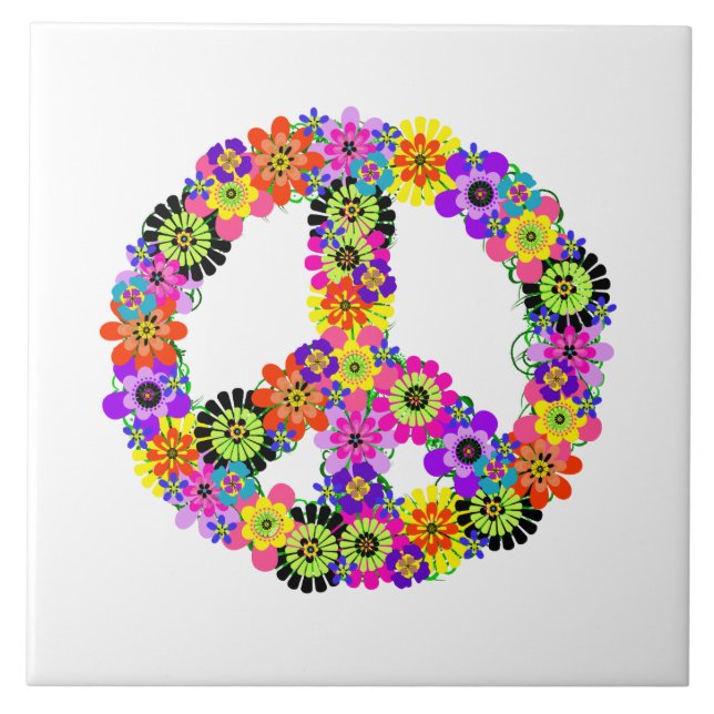 Peace Sign Ceramic Tile (Front)