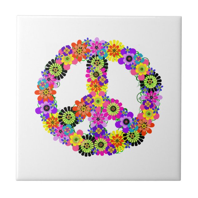 Peace Sign Ceramic Tile (Front)