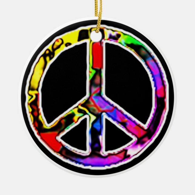 Peace Sign Ceramic Tree Decoration (Front)