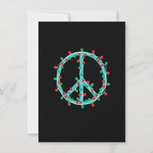 Peace Sign Christmas Lights Hippie Hipster Xmas Invitation