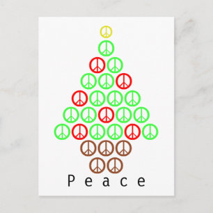 Peace Sign Christmas Tree Holiday Postcard