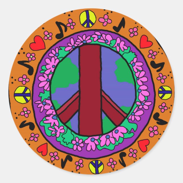 Peace Sign Classic Round Sticker (Front)