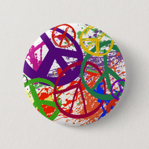 PEACE SIGN COLLAGE 6 CM ROUND BADGE