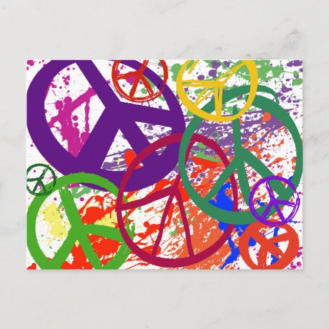 PEACE SIGN COLLAGE POSTCARD (Front)
