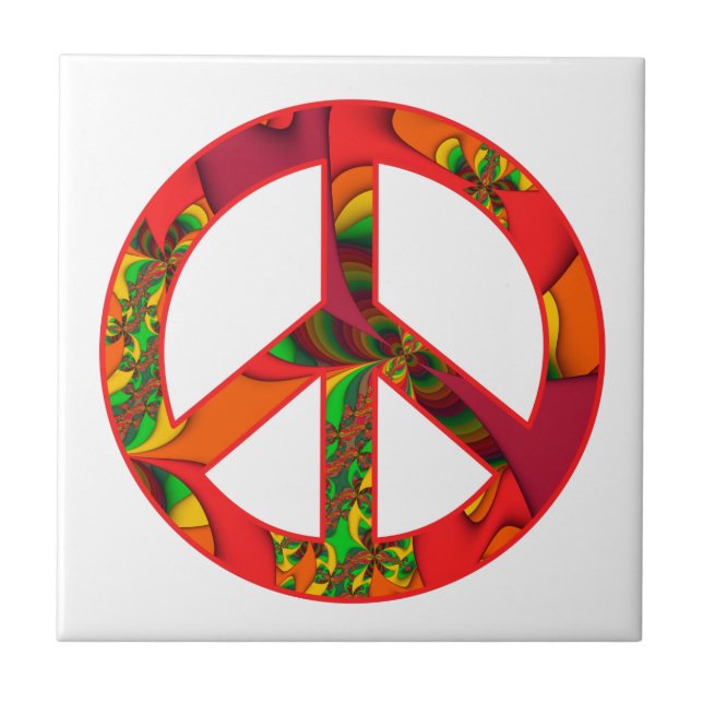 Peace Sign Colour Me Bright #2 Ceramic Tile (Front)