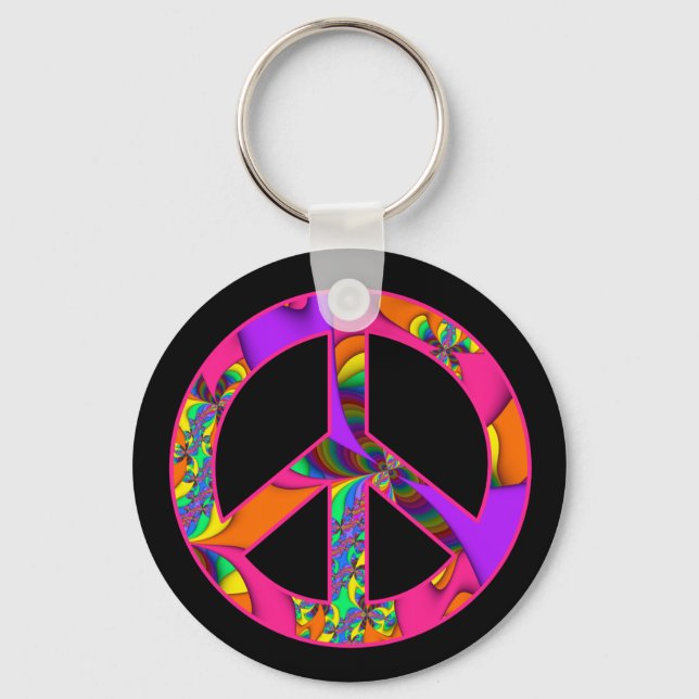 Peace Sign Colour Me Bright Keychain (Front)
