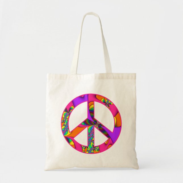 Peace Sign Colour Me Bright Tote Bag (Front)
