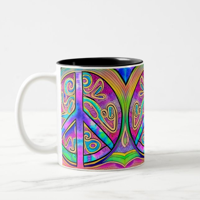Peace Sign Cool Colours 11 oz Mug (Left)