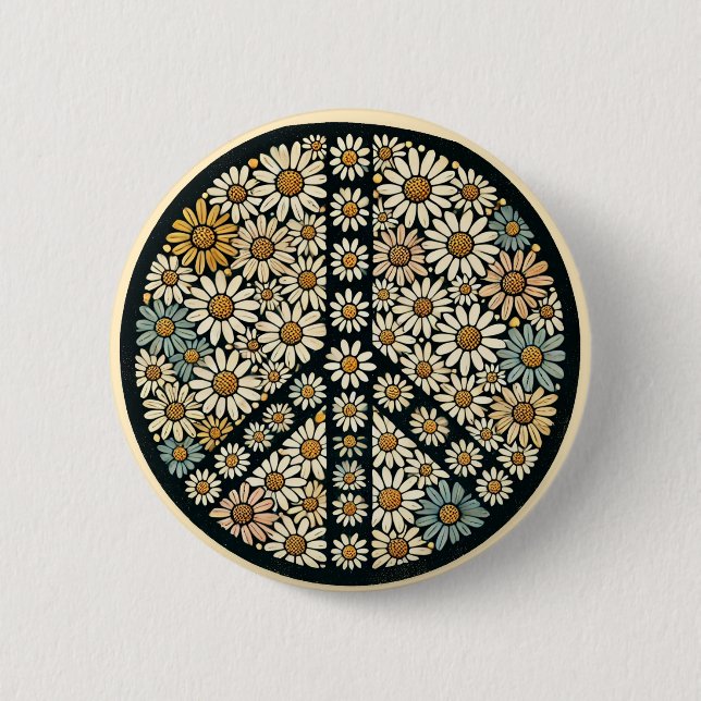 Peace Sign Daisies                                 6 Cm Round Badge (Front)