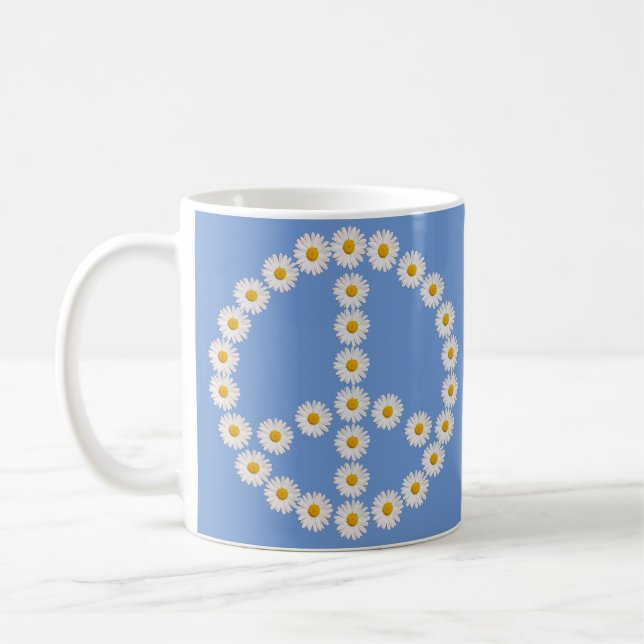 peace sign daisies daisy boho coffee mug (Left)