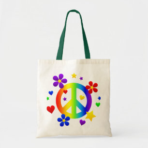 peace sign design tote bag