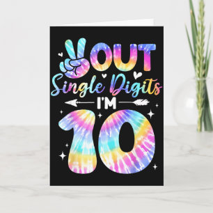 Peace Sign Double Digits 10th Birthday For Girls B Card