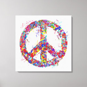 Peace Sign, Drip Art Canvas Print