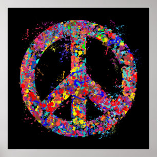 Peace Sign, Drip Art Poster