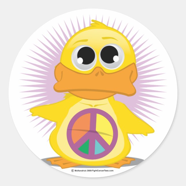 Peace Sign Duck Classic Round Sticker (Front)