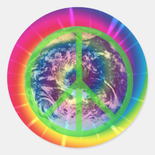 Peace Sign, Earth, and Tye Dye Sticker