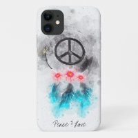 *~* Peace Sign Feathers Flowers Boho Tribal Grunge