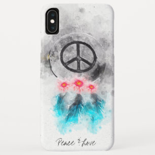 *~* Peace Sign Feathers Flowers GrungeTribal Boho iPhone XS Max Case