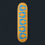 PEACE SIGN FEET SKATEBOARD<br><div class="desc">At totally cool PEACE SIGN FEET graphic covers this high quality hard-rock Maple board. A great gift for the holidays!! Step-up to Peace on this bright aqua and orange deck (available in all board sizes).</div>