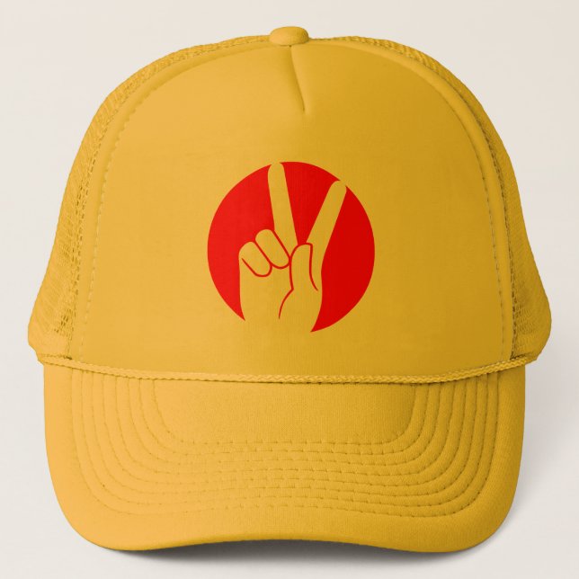 Peace sign fingers trucker hat (Front)