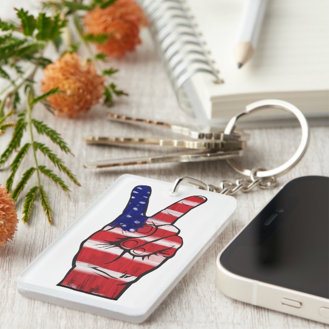 Peace Sign Flag Colours Key Ring (Front Right)