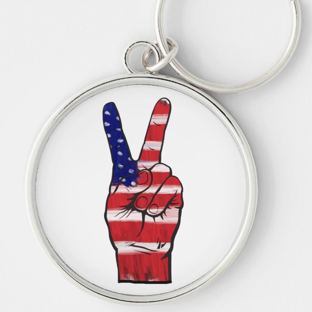 Peace Sign Flag Colours Key Ring (Front)