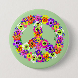 Peace Sign Floral 7.5 Cm Round Badge