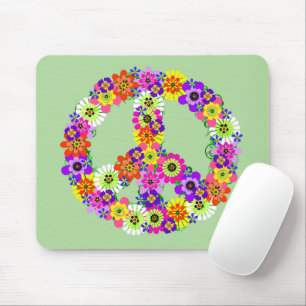 Peace Sign Floral Mouse Pad
