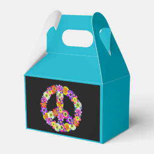 Peace Sign Floral on Black Favour Box