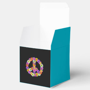 Peace Sign Floral on Black Favour Box