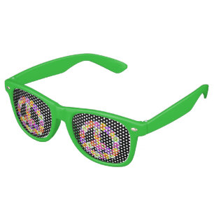 Peace Sign Floral on Black Retro Sunglasses