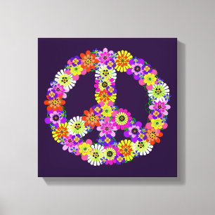Peace Sign Floral on Purple