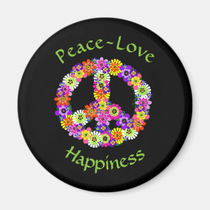 Peace Sign Floral Peace Love Happiness Magnet