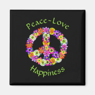 Peace Sign Floral Peace Love Happiness Magnet