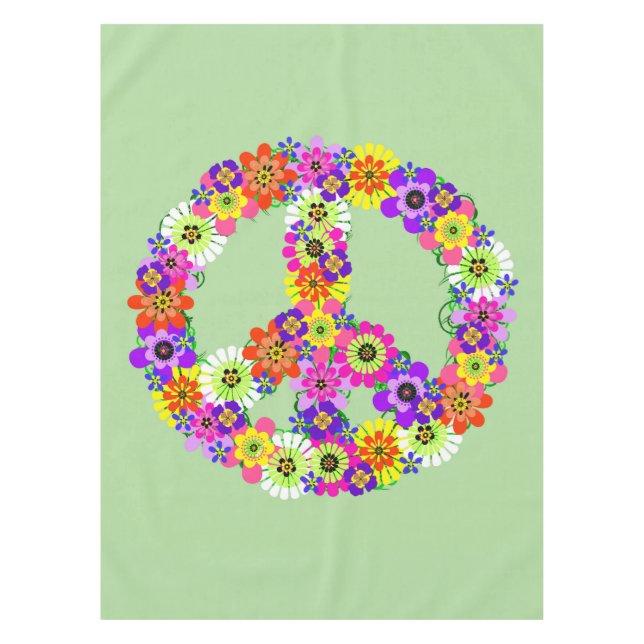 Peace Sign Floral Tablecloth (Front)