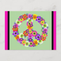 Peace Sign Floral with fuchsia & black border
