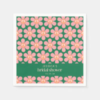 Peace Sign Flower Green Pink Custom Bridal Shower