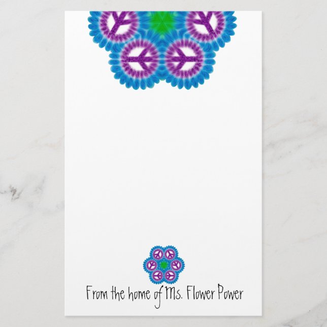 Peace Sign Flower Stationery (Front)
