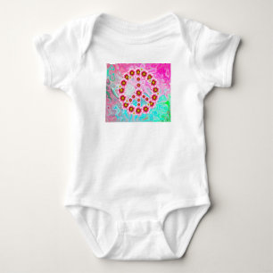 Peace Sign Flowers Baby Bodysuit