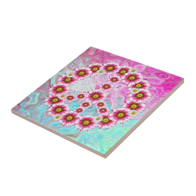 Peace Sign Flowers Ceramic Tile (Side)