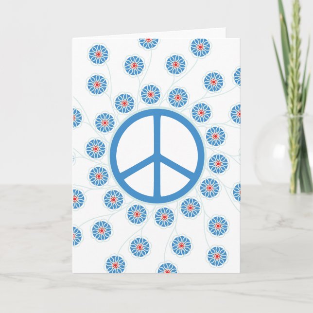 Peace Sign Flowers Holiday Card (Front)
