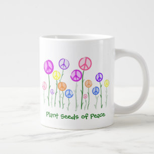 Peace Sign Flowers Large Coffee Mug
