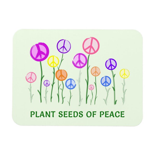 Peace Sign Flowers Magnet (Horizontal)